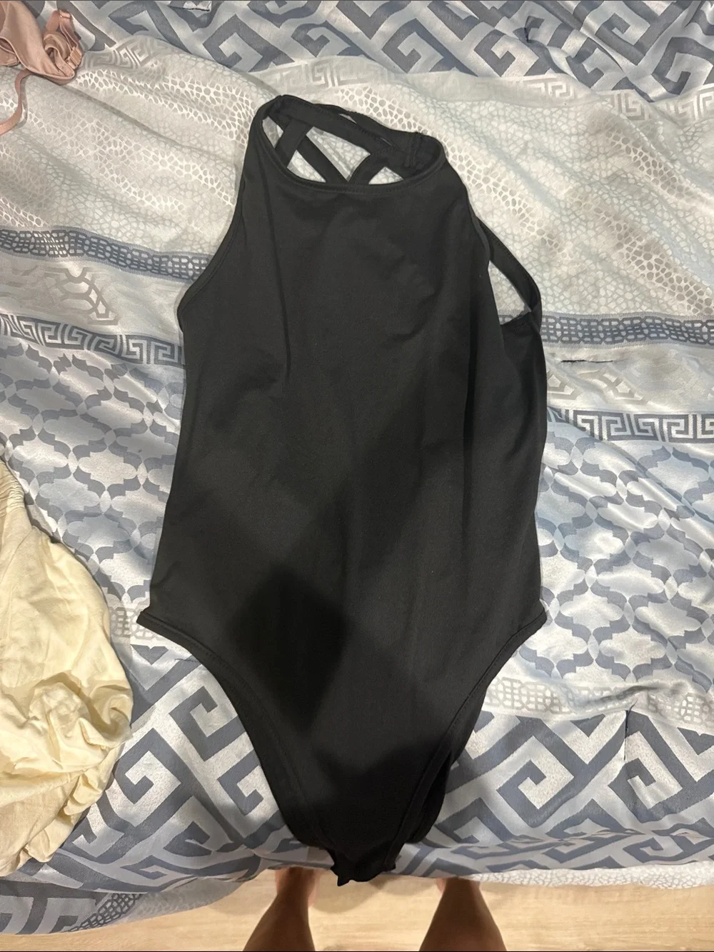 SHEIN Black High-Neck Strappy Bodysuit